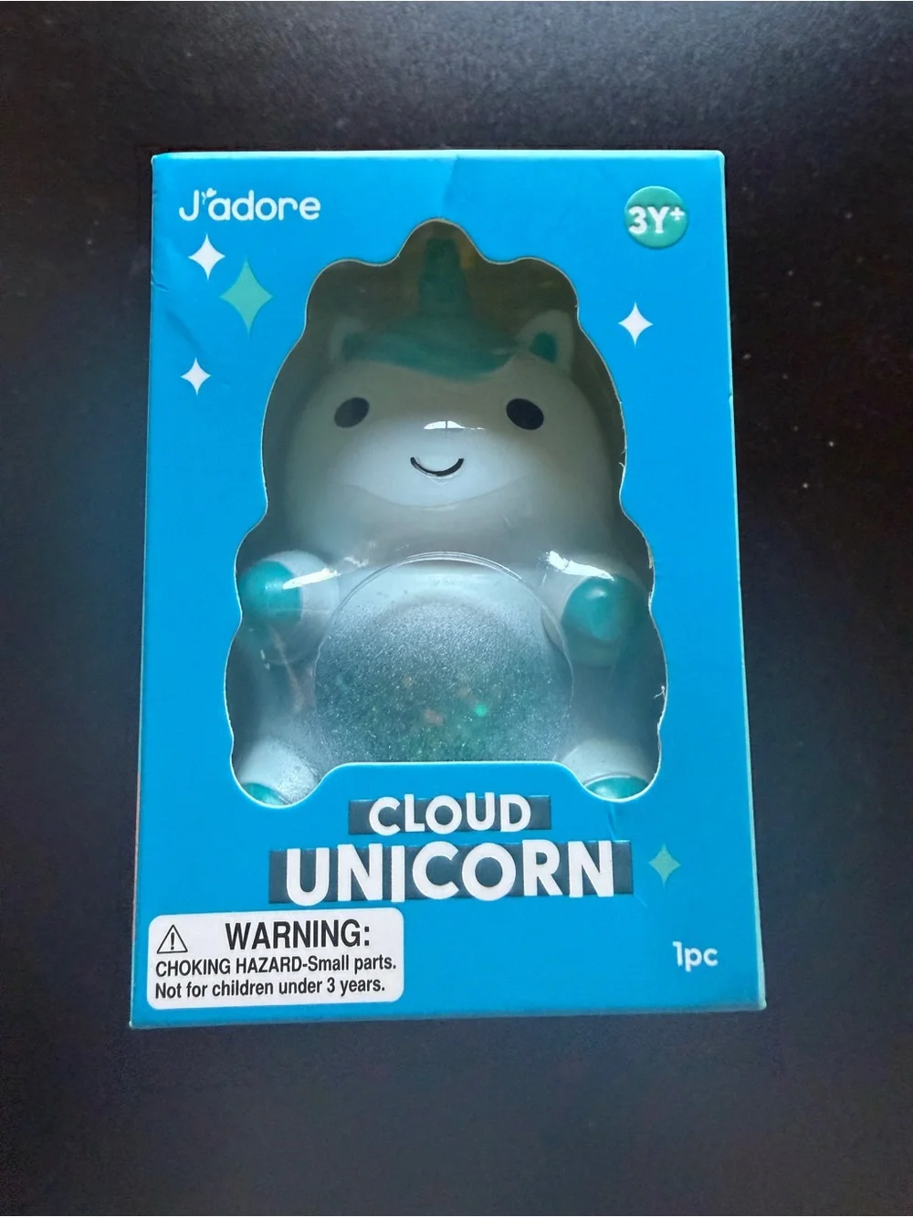 New J'adore Blue Cloud Unicorn Squish Squeeze Glitter Sensory Toy 3+ Squishy